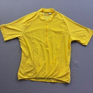 Nashbar Mens 2XL Cycling Jersey Yellow Short Sleeve 1/4 Zip Micropolyester